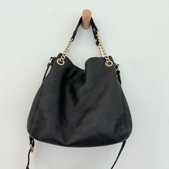 Vintage Michael Kors black leather multiway gold chain shoulder & crossbody tote - Picture 5 of 10